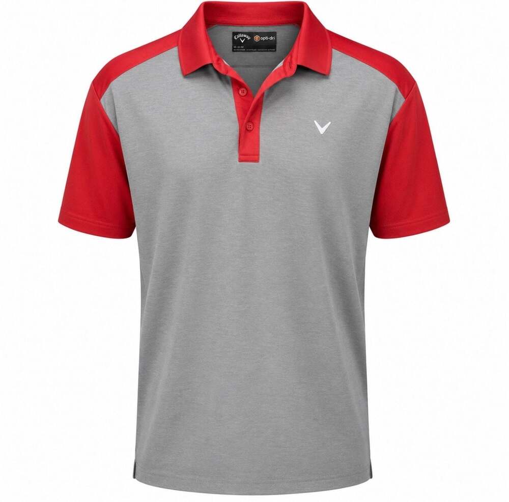 Callaway Opti-Dri Men's Gray and  Coral Orange Short Sleeve Golf Polo Shirt M